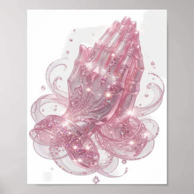 Póster Manos ORANDO Snappy Rosa (Frente)