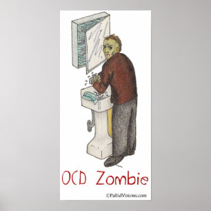 Póster Manos que se lavan del zombi de OCD