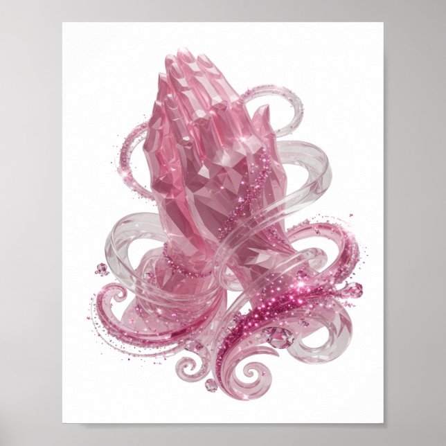 Póster Manos rezando rosadas con estilo (Frente)