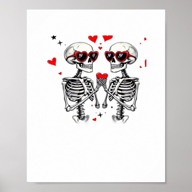 Póster Manos Skeleton Heart Para Tendencias (Frente)