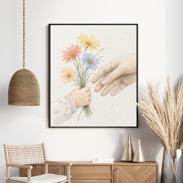 Póster Manos tiernas compartiendo flores silvestres (Subido por el creador)