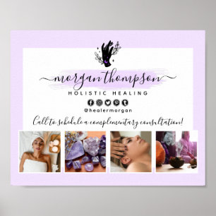 Póster Manos y Fase Lunar Salón de Masajes Marketing