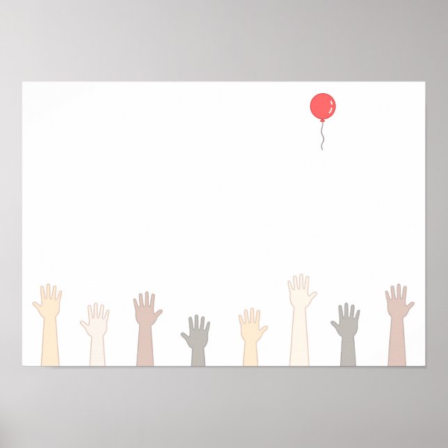 Póster Manos y un globo rojo. (Frente)