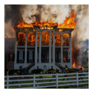 Póster Mansión Antebellum   Incendio en Nottoway Resort