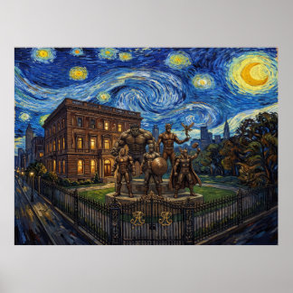 Póster Mansión de los Vengadores Noche Estrellada Paisaje