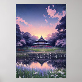 Póster Mansión de madera en medio del abrazo de la natura