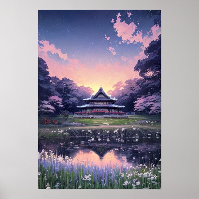 Póster Mansión de madera en medio del abrazo de la natura (Frente)