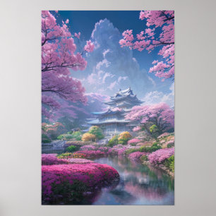 Póster Mansión en un jardín de flores
