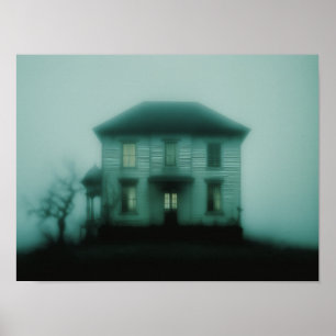 Póster Mansión Victoriana Embrujada Niebla Atmosférica Te