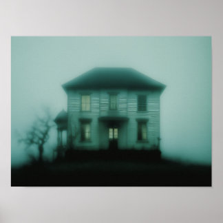 Póster Mansión Victoriana Embrujada Niebla Atmosférica Te