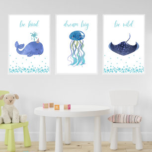 Póster Manta Ray Be Wild Nursery Kids Poster
