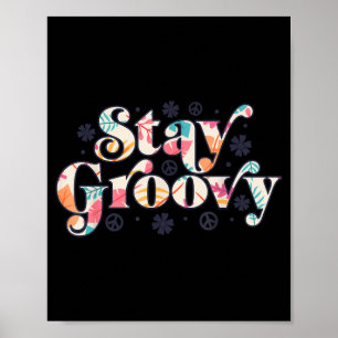 Póster Mantén Groovy Hippie Signo de Paz Retro 60s 70s Da