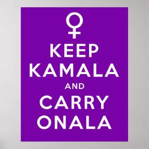 Póster Mantén Kamala y Continúa Onala Fondo Morado