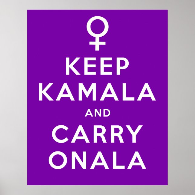 Póster Mantén Kamala y Continúa Onala Fondo Morado (Frente)