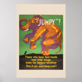 Póster ¡Mantén la calma Jumpy! - Negocio Mather de los añ