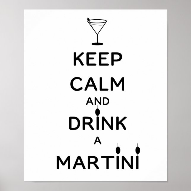 Póster Mantén la calma y bebe un Martini (Frente)