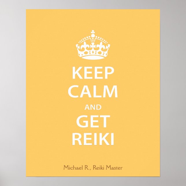 Póster Mantén la calma y consigue Reiki (Frente)