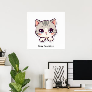 Póster Mantén la Pata Cartel de Guardería de Gato Kawai