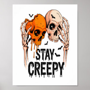 Póster Mantén PNG espeluznante, Halloween de cráneo retro