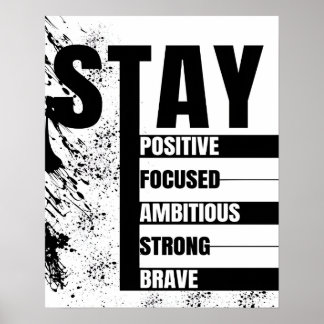 Póster Mantén Positivo Mantén el Enfoque Citas Motivacion