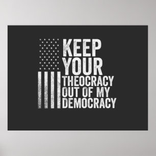 Póster Mantén tu teocracia al margen de mi democracia Har