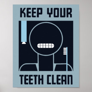 Póster Mantén tus dientes limpios — WPA