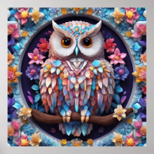 Póster Mantener el diseño o diseño de búho de cristal pro