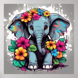 Póster Mantener el diseño o diseño del elefante