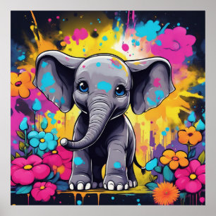 Póster Mantener el diseño o diseño del elefante