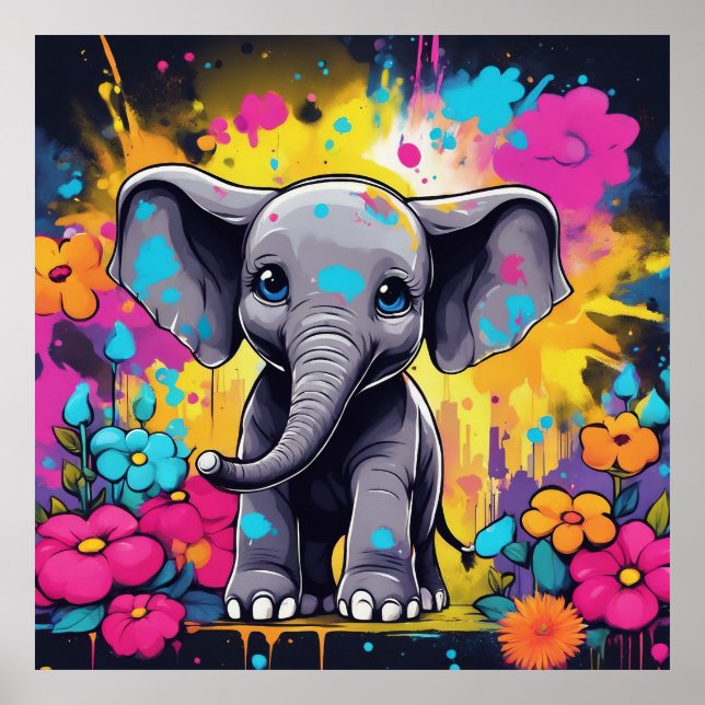 Póster Mantener el diseño o diseño del elefante (Frente)