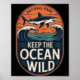 Póster Mantener el parque nacional de tiburones del océan