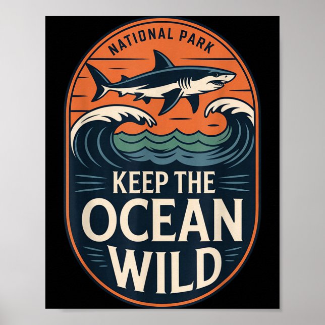 Póster Mantener el parque nacional de tiburones del océan (Frente)