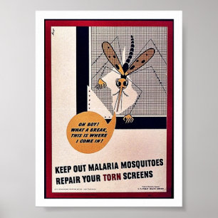 Póster Mantener fuera los mosquitos de la malaria reparan
