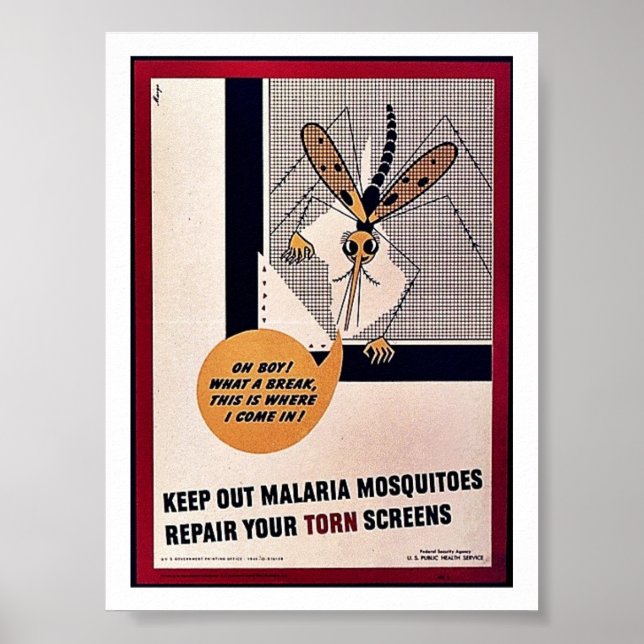 Póster Mantener fuera los mosquitos de la malaria reparan (Frente)