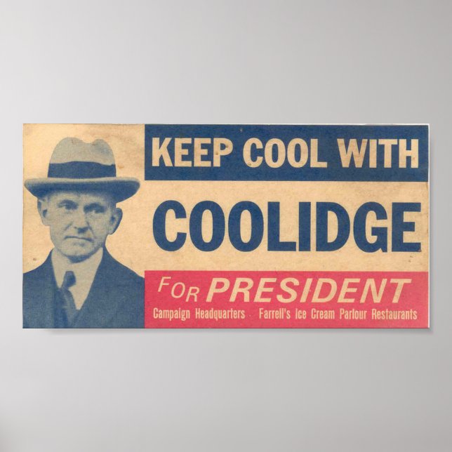 Póster Mantener Guay con Coolidge para presidente (Frente)