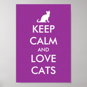 Póster Mantener la calma y amar a los gatos parodia poste