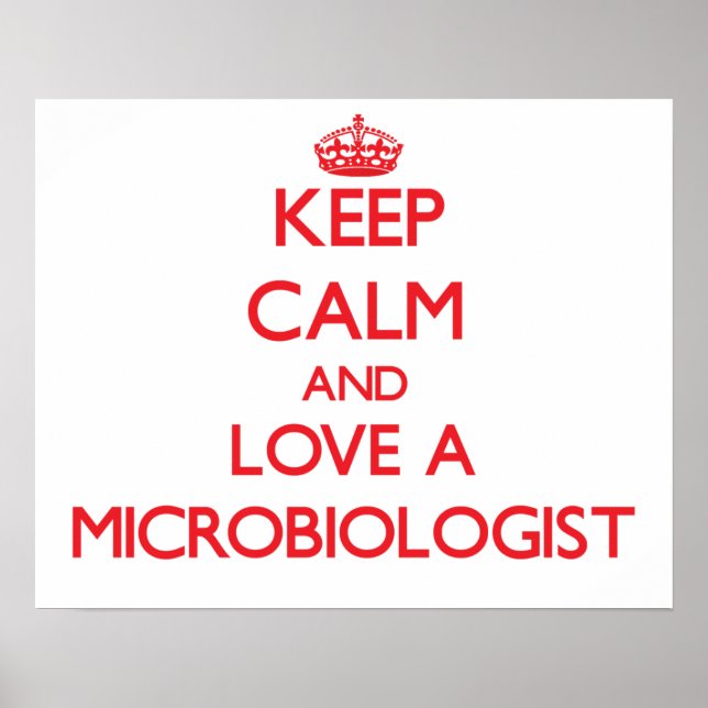 Póster Mantener la calma y amar a un microbiólogo (Frente)