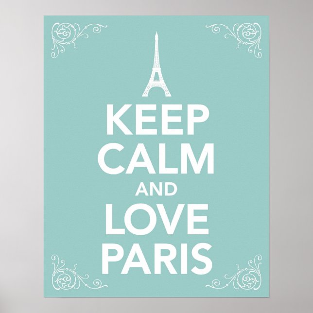 Póster Mantener la calma y amar París (Frente)