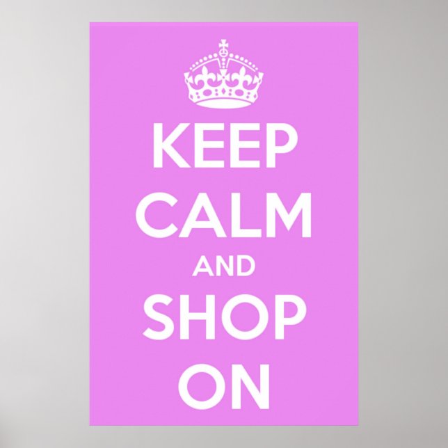 Póster Mantener la calma y comprar en Poster rosa (Frente)