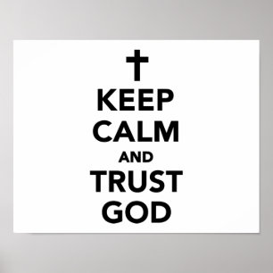 Póster Mantener la calma y confiar en Dios