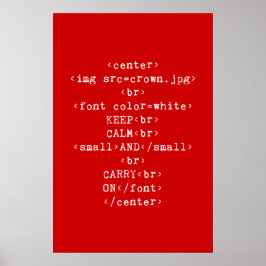 Póster Mantener la calma y continuar con html (en cualqui