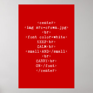 Póster Mantener la calma y continuar con html (en cualqui