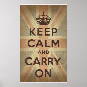 Póster Mantener la calma y continuar con la bandera del R