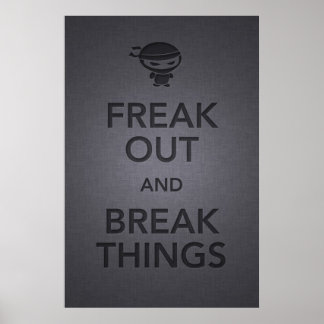 Póster mantener la calma y continuar con ninja enojada