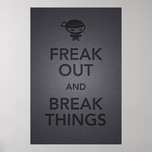 Póster mantener la calma y continuar con ninja enojada (Frente)