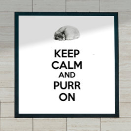 Póster Mantener la calma y el error en el gato durmiente