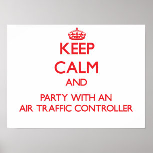 Póster Mantener la calma y el Fiesta con un controlador d