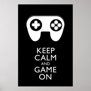 Póster MANTENER LA CALMA Y EL JUEGO ENCENDIDOS - Panel de