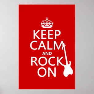 Póster Mantener la calma y el rock activado (guitarra) (c