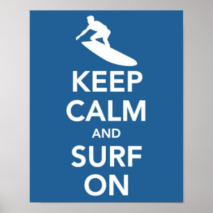 Póster Mantener la calma y el surf al imprimir